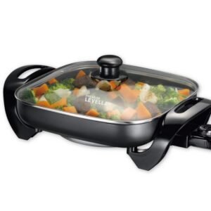 SARTÉN ELÉCTRICA DE 12" CON TAPA DE VIDRIO TEMPLADO – 1200W