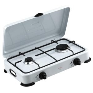 ESTUFA DE GAS PORTÁTIL DE 2 QUEMADORES CON TAPA
