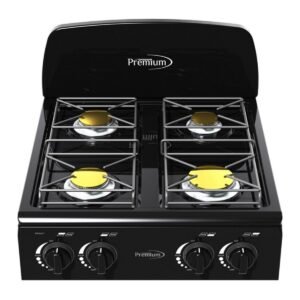 ESTUFA DE GAS PORTÁTIL DE 4 QUEMADORES COLOR NEGRO